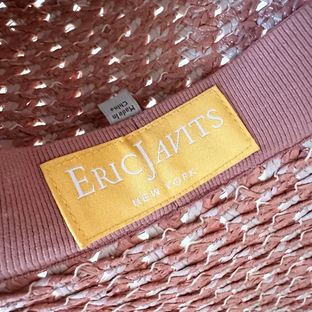 Eric Javits Terracotta Pink Beige Ellie Straw Summer Raffia Packable Hat OS - Picture 8 of 9